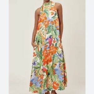 Farm Rio Halter Maxi Dress in Haven NWT Size M